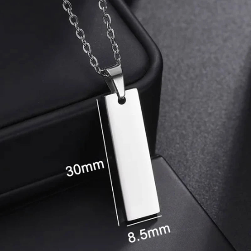 Letdiffery Custom Engraved Eyes Necklaces for Women Men Stainless Sreel Laser Carve Photo Names Square Pendant Jewelry Gifts