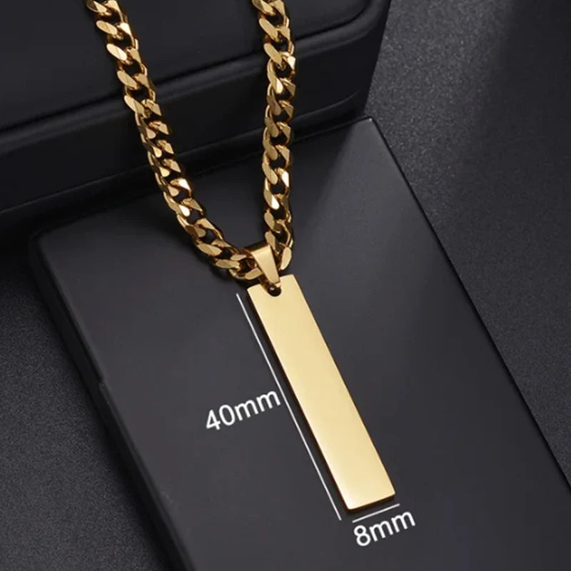 Letdiffery Custom Engraved Eyes Necklaces for Women Men Stainless Sreel Laser Carve Photo Names Square Pendant Jewelry Gifts