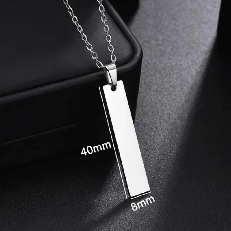 Letdiffery Custom Engraved Eyes Necklaces for Women Men Stainless Sreel Laser Carve Photo Names Square Pendant Jewelry Gifts