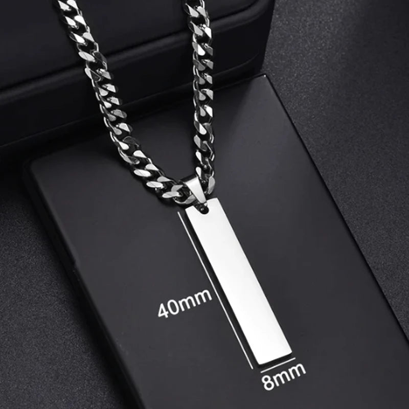 Letdiffery Custom Engraved Eyes Necklaces for Women Men Stainless Sreel Laser Carve Photo Names Square Pendant Jewelry Gifts