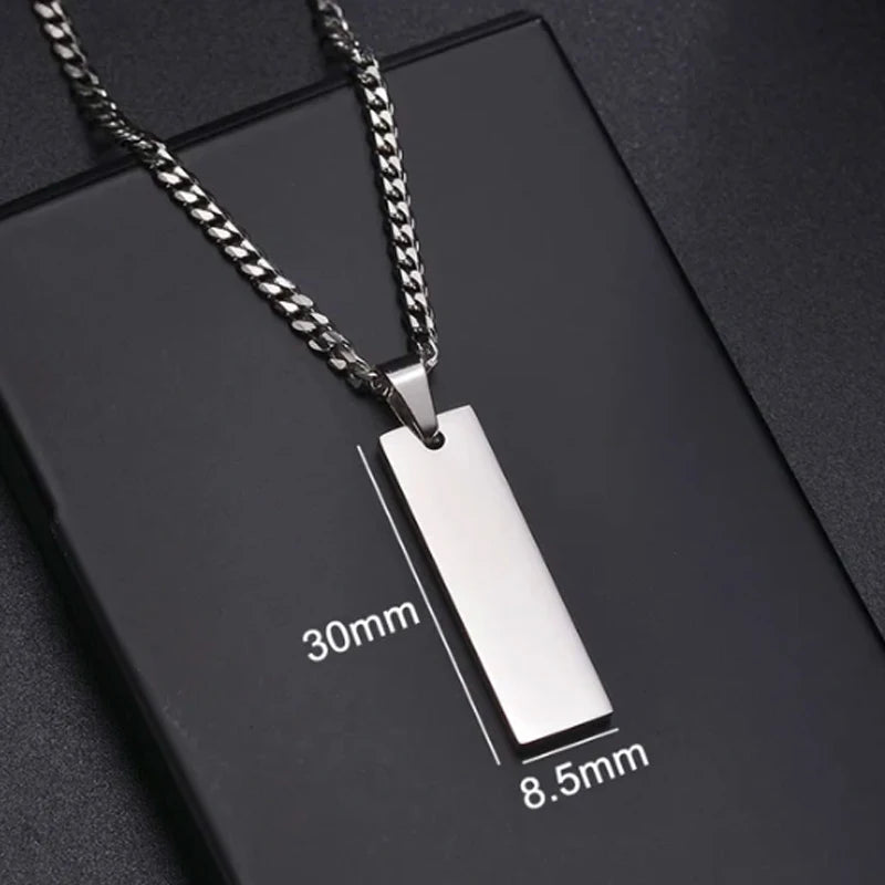 Letdiffery Custom Engraved Eyes Necklaces for Women Men Stainless Sreel Laser Carve Photo Names Square Pendant Jewelry Gifts