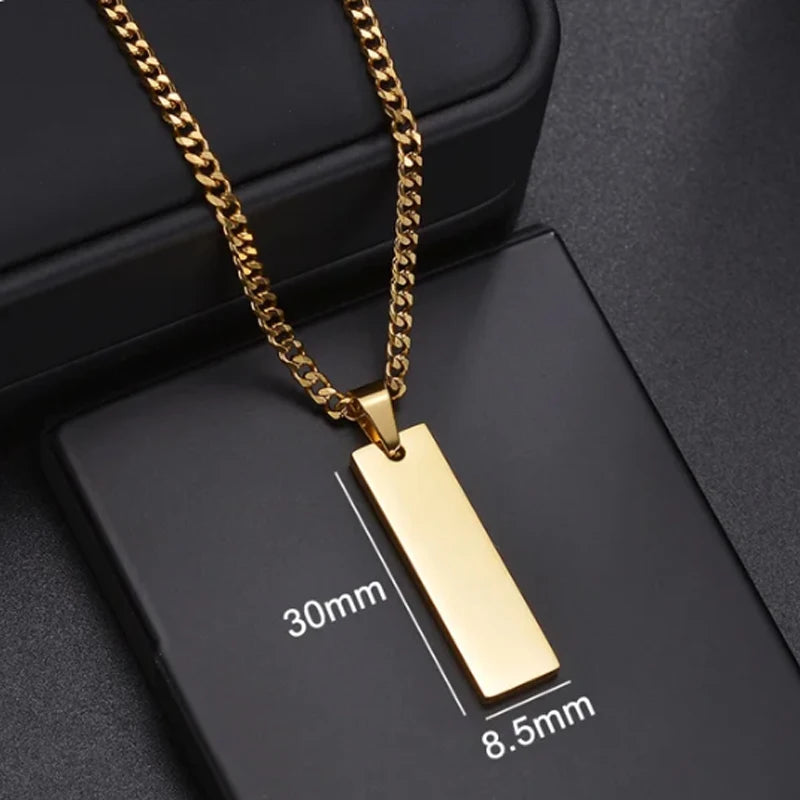 Letdiffery Custom Engraved Eyes Necklaces for Women Men Stainless Sreel Laser Carve Photo Names Square Pendant Jewelry Gifts